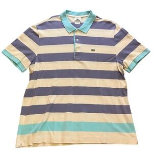 Vintage‎ Lacoste Polo Shirt Mens 8 Striped Short Sleeve Preppy Academia